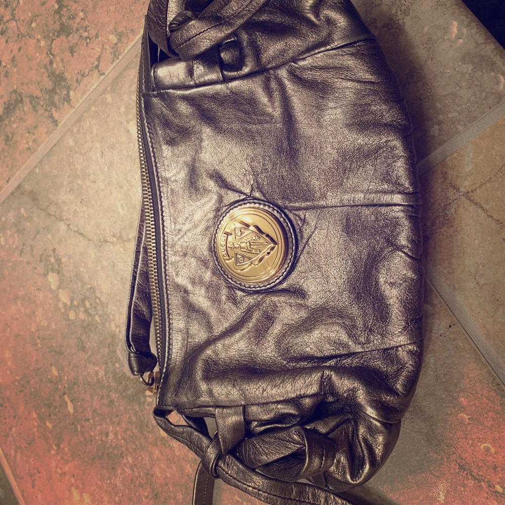 Gucci bronze metallic clutch